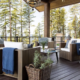 A beautiful modern home with a spacious covered porch, offering outdoor living space and protection.