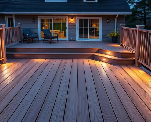 Modern composite deck design with built-in lighting by DeckSource Atlanta
